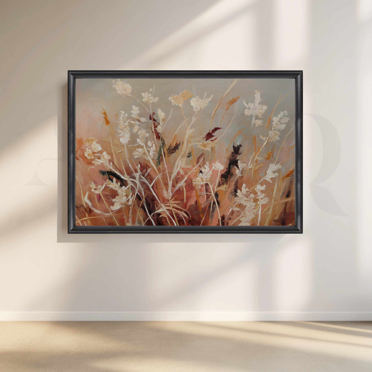 Soft Floral Field Canvas Artwork in Neutral – Asha Art Studio – Image 3