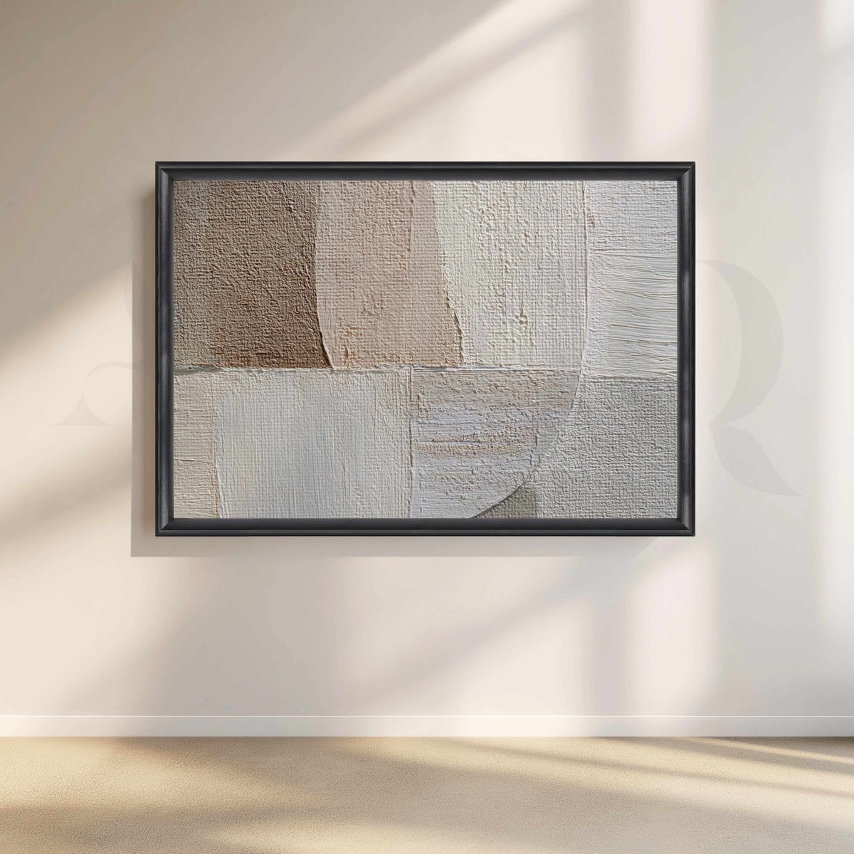 Neutral Textured Abstract Canvas Artwork in Ivory and Taupe Tones – Asha Art Studio – Image 3