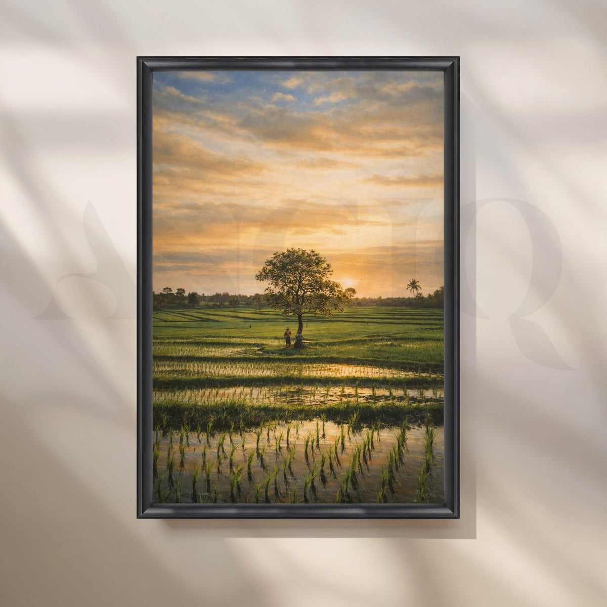Golden Paddy Field Sunset Canvas Artwork – Asha Art Studio – Image 3