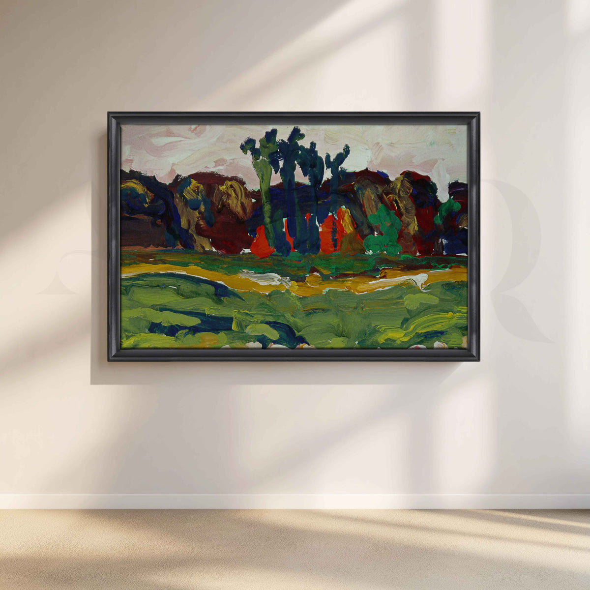 Expressive Green Landscape Canvas Artwork – Asha Art Studio – Image 3