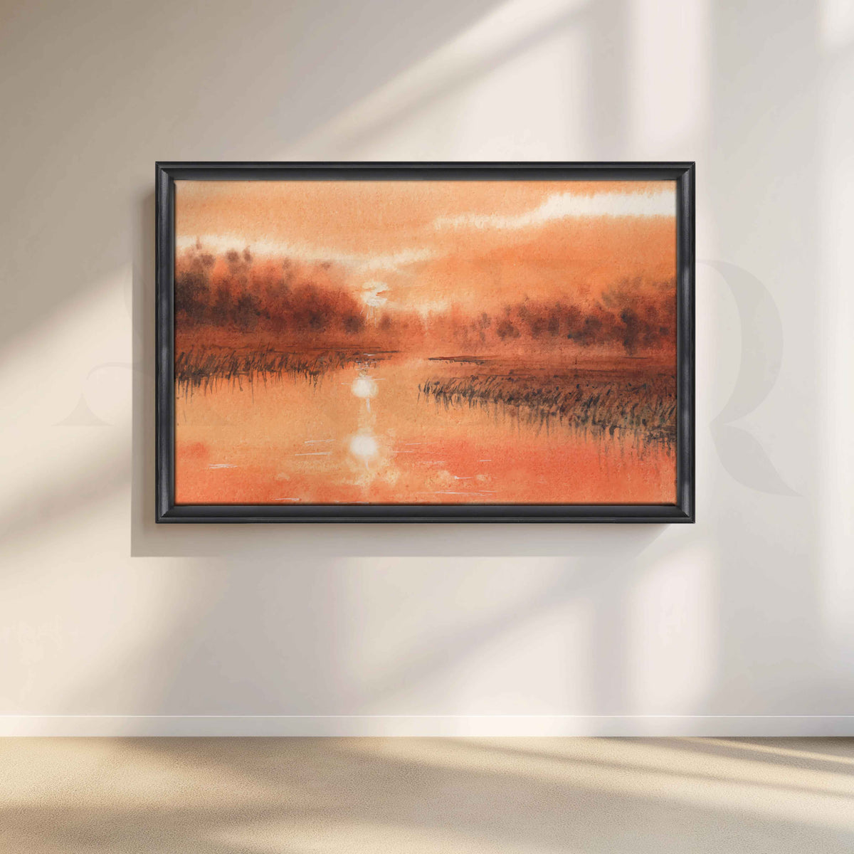 Orange Mist Lake Canvas Artwork – Asha Art Studio – Image 3