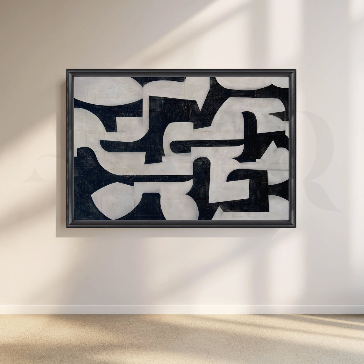 Monochrome Geometric Canvas Artwork – Asha Art Studio – Image 3
