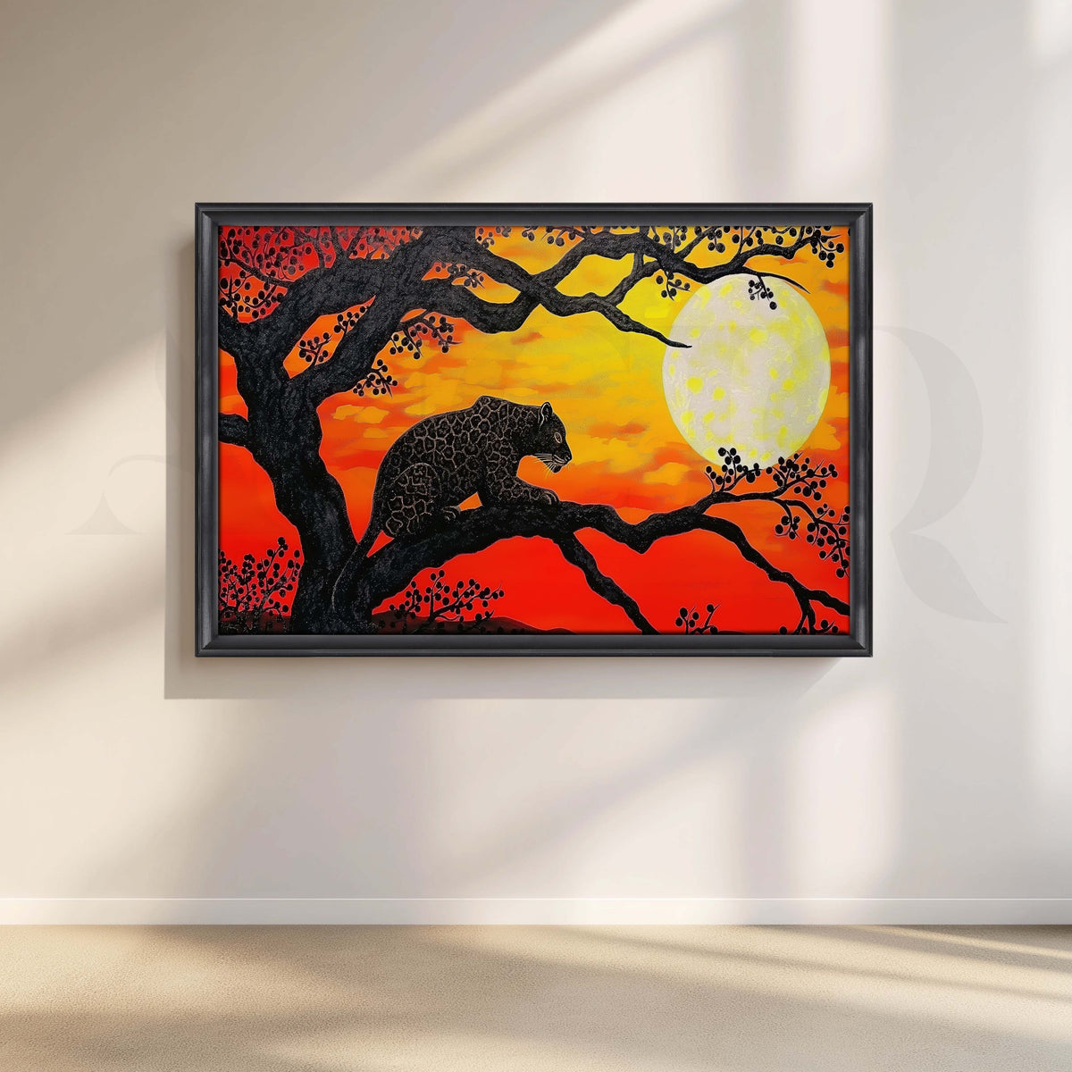 Leopard Under Moon Canvas Artwork – Asha Art Studio – Image 3