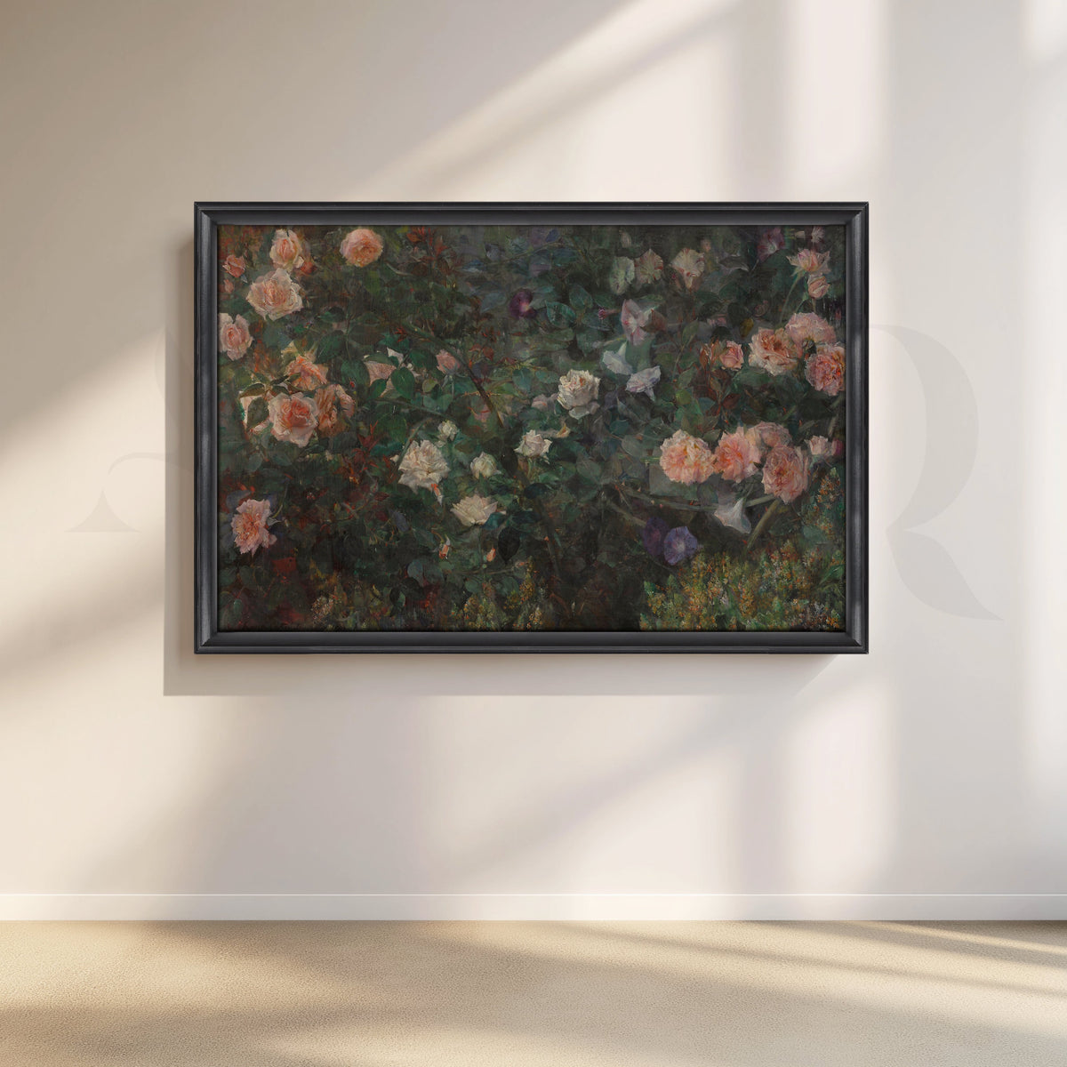 Moody Rose Garden Floral Canvas Artwork – Asha Art Studio – Image 3