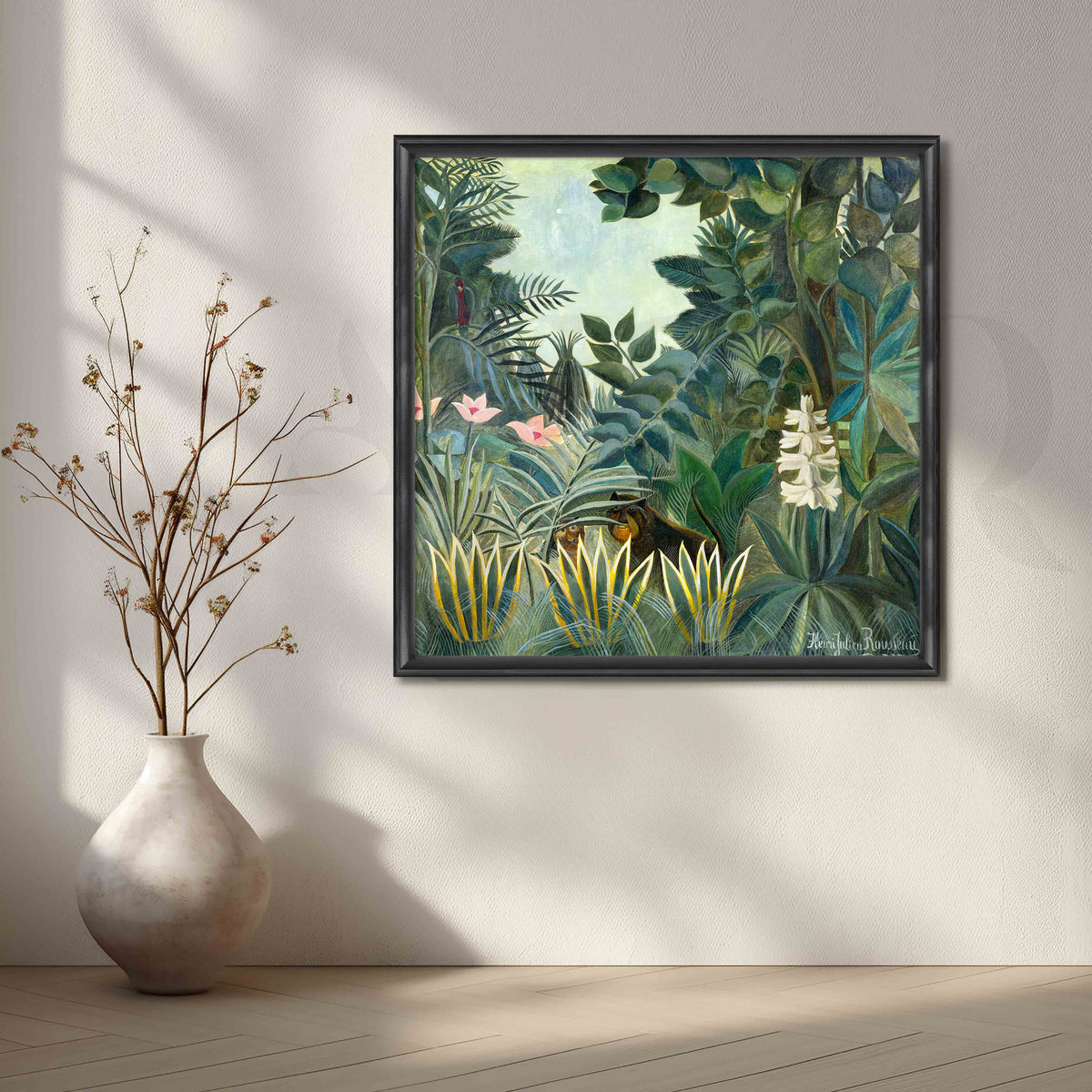 Exotic Jungle with Hidden Tigers Botanical Canvas Artwork – Asha Art Studio – Image 3
