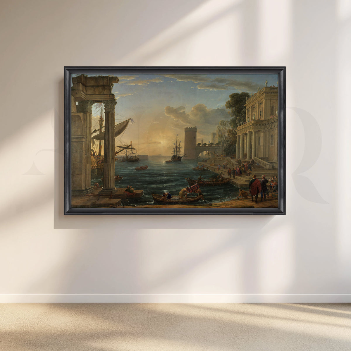Sunlit Portico Harbor Canvas Artwork – Asha Art Studio – Image 3
