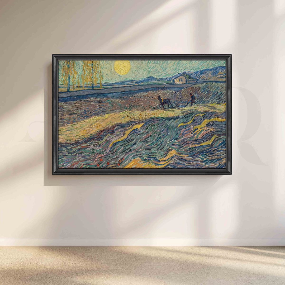 Moonlit Ploughed Fields Post-Impressionist Canvas Artwork – Asha Art Studio – Image 3