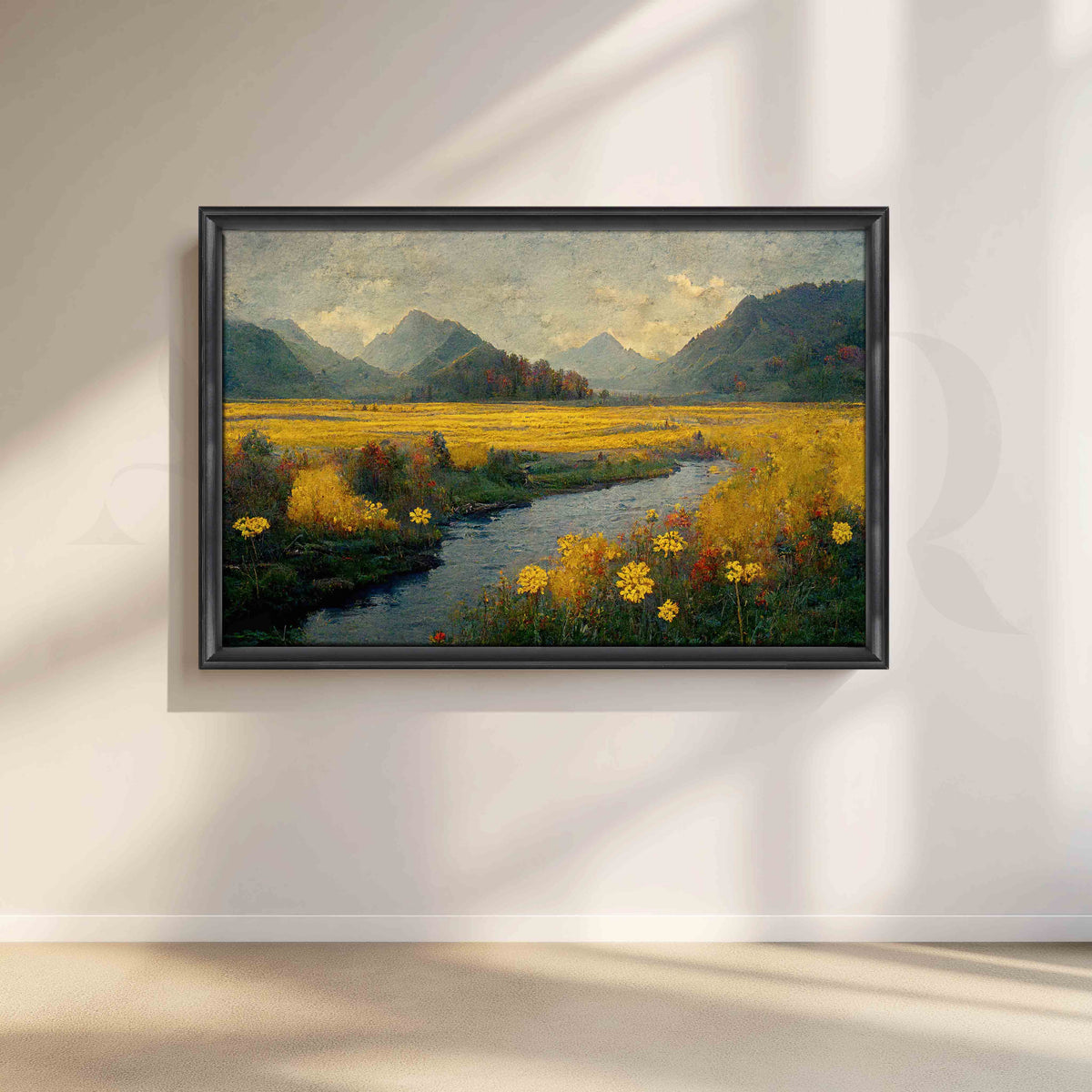 Mountain Meadow River Canvas Artwork – Asha Art Studio – Image 3