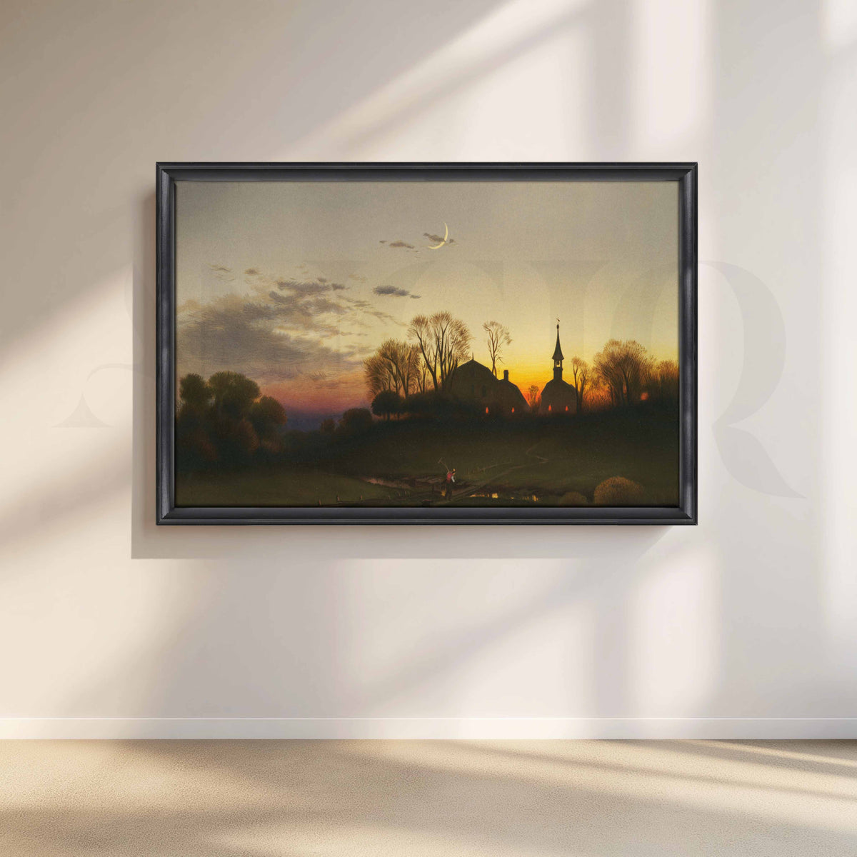 Twilight Countryside Chapel Canvas Artwork – Asha Art Studio – Image 3