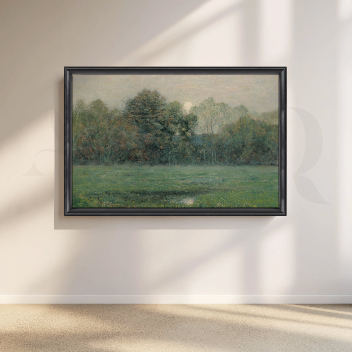 Misty Green Meadow Canvas Artwork – Asha Art Studio – Image 3