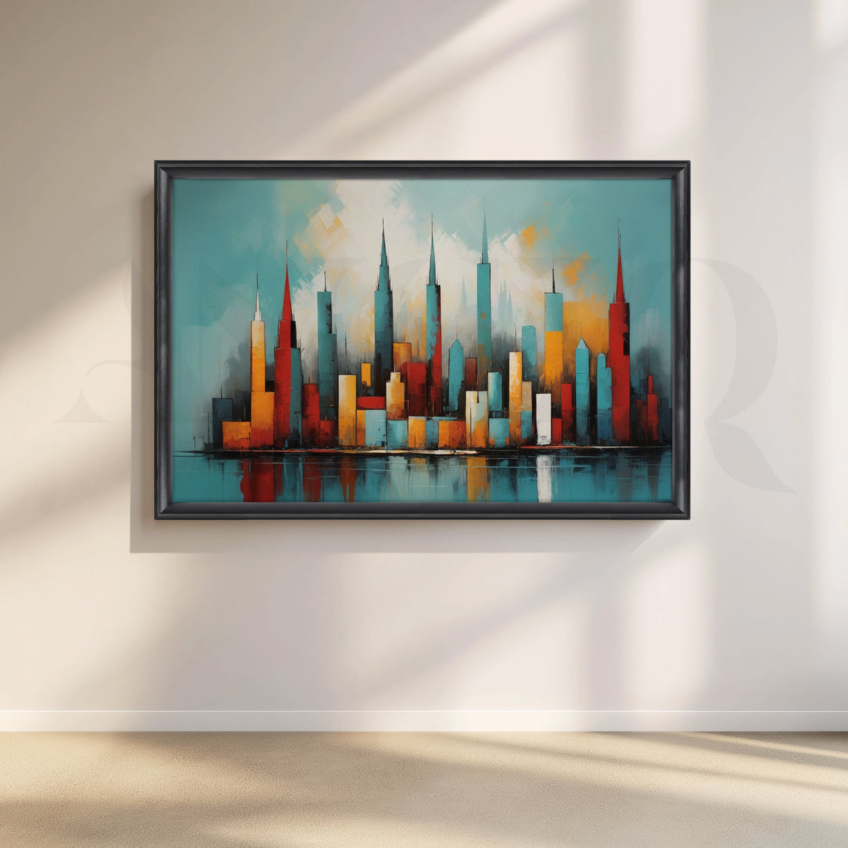 Modern Abstract City Skyline Canvas Artwork – Asha Art Studio – Image 3