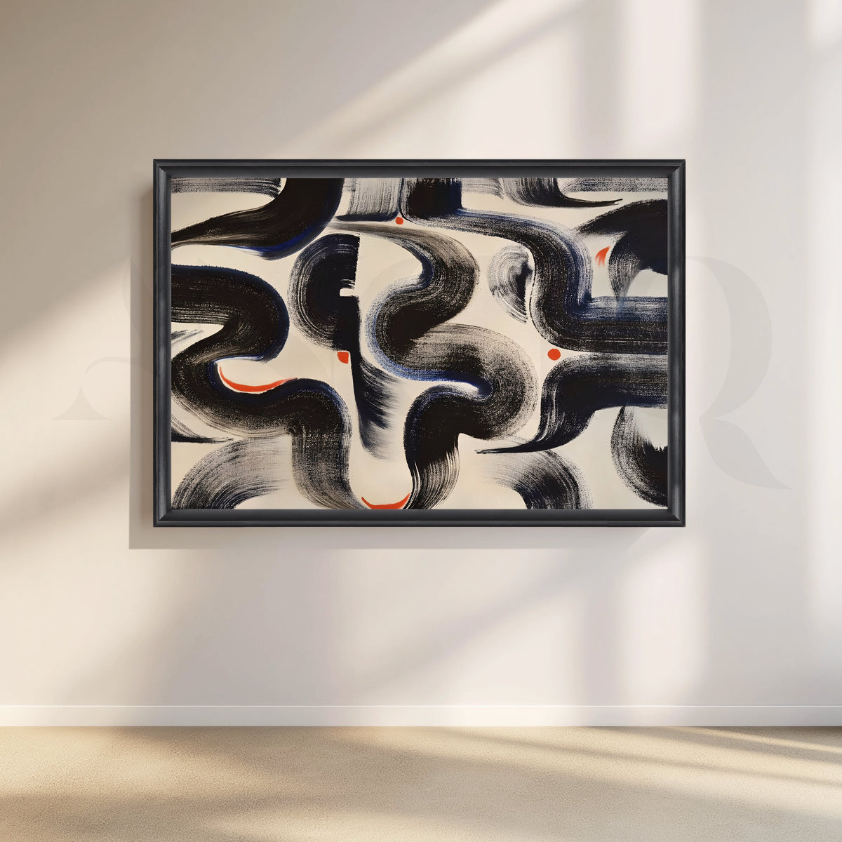 Modern Black Brushstroke Canvas Artwork – Asha Art Studio – Image 3