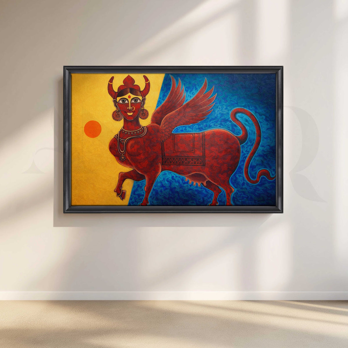 Mythical Winged Bull Canvas Artwork – Asha Art Studio – Image 3