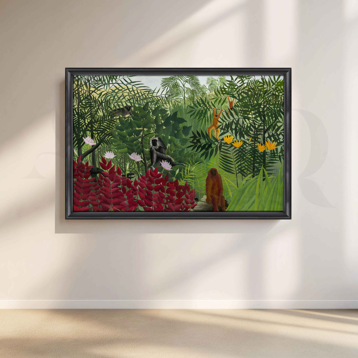 Exotic Jungle with Monkeys Folk Art Canvas Artwork – Asha Art Studio – Image 3