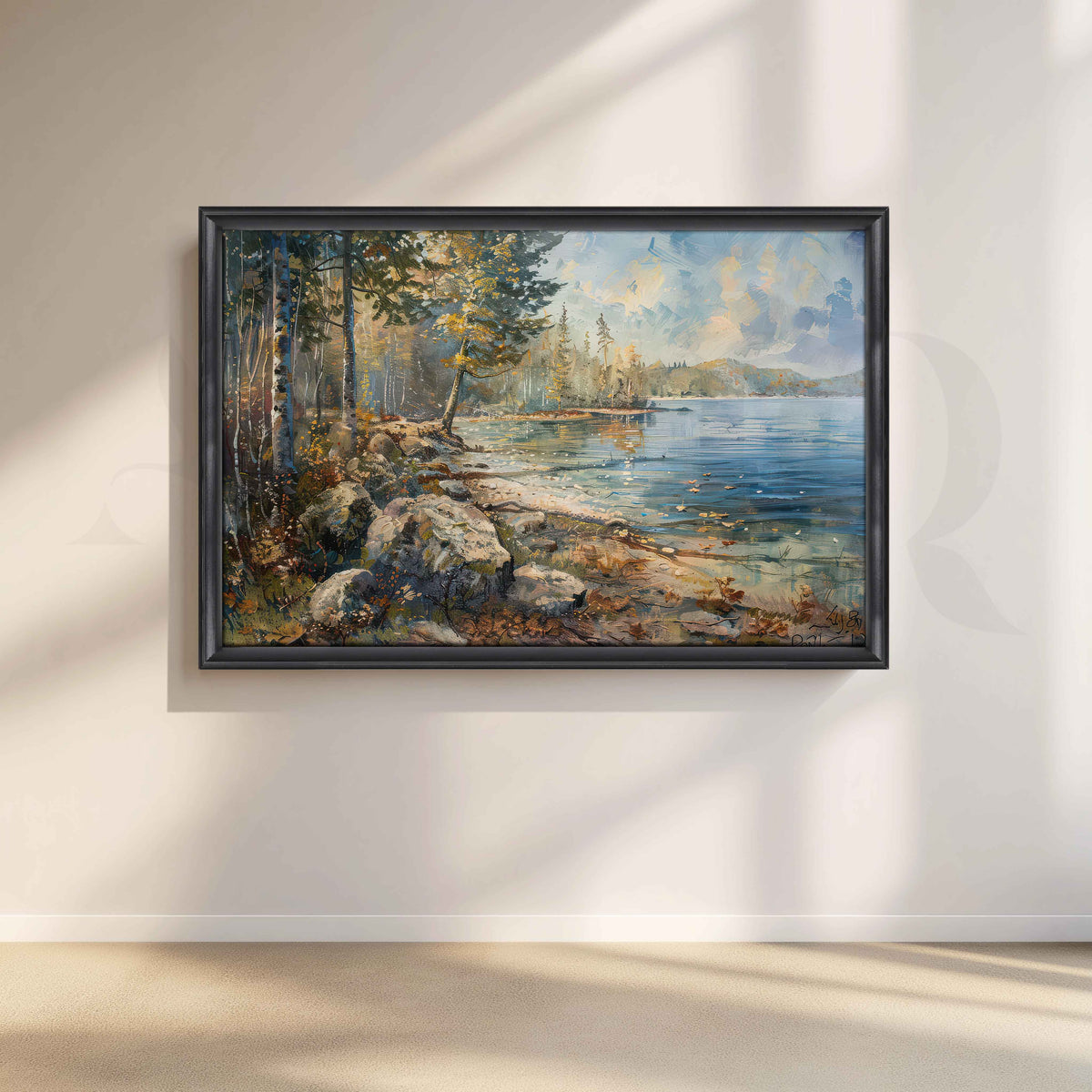 Forest Lake Shore Canvas Artwork – Asha Art Studio – Image 3