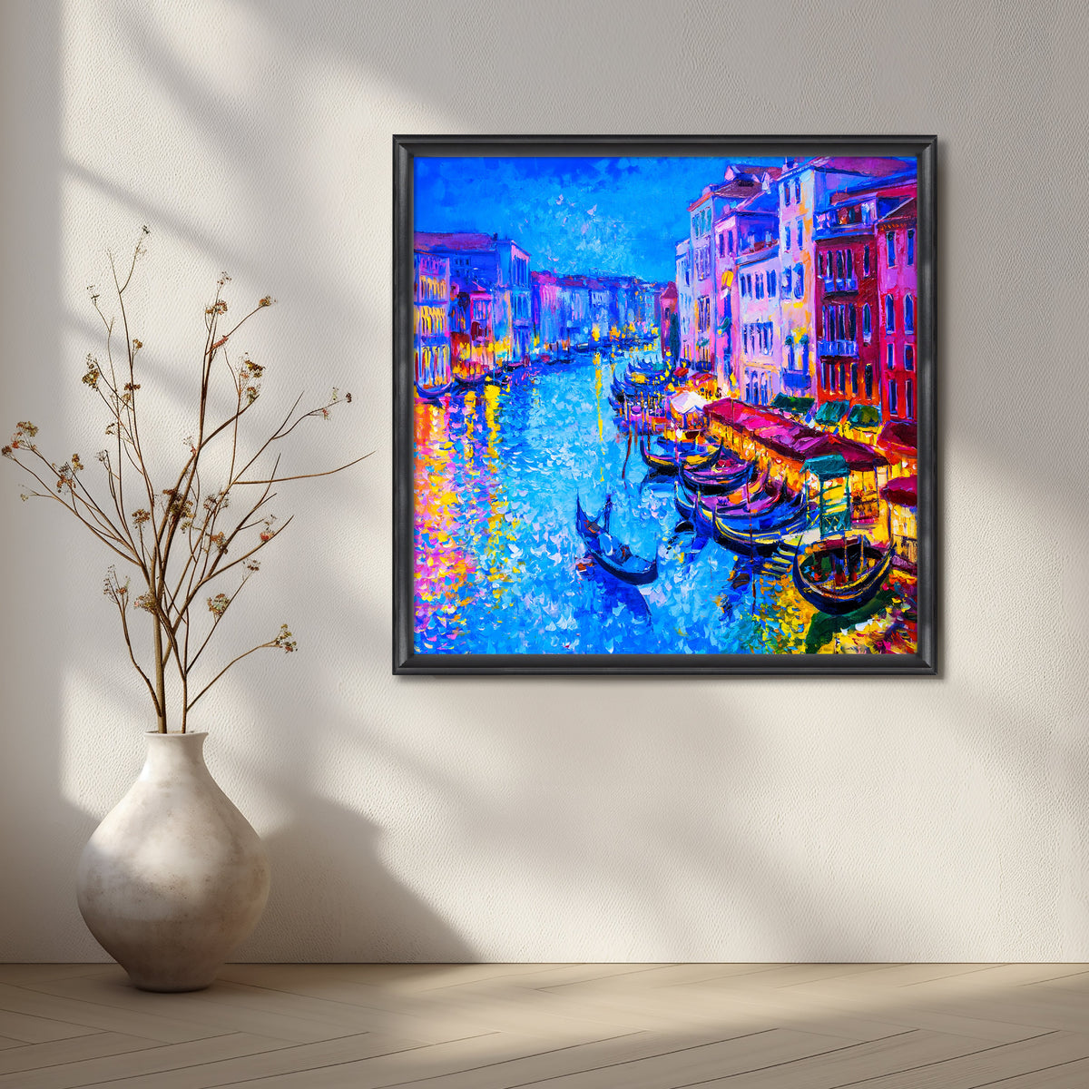 Vibrant Canal Life at Dusk in Venice – Asha Art Studio – Image 3