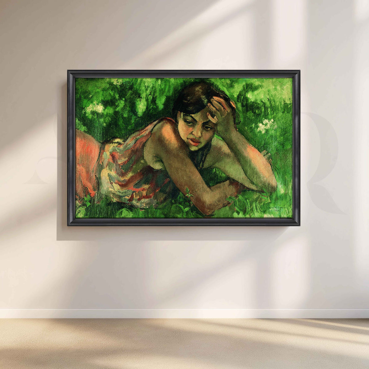 Reclining Woman by Amrita Sher-Gil Canvas Artwork – Asha Art Studio – Image 3