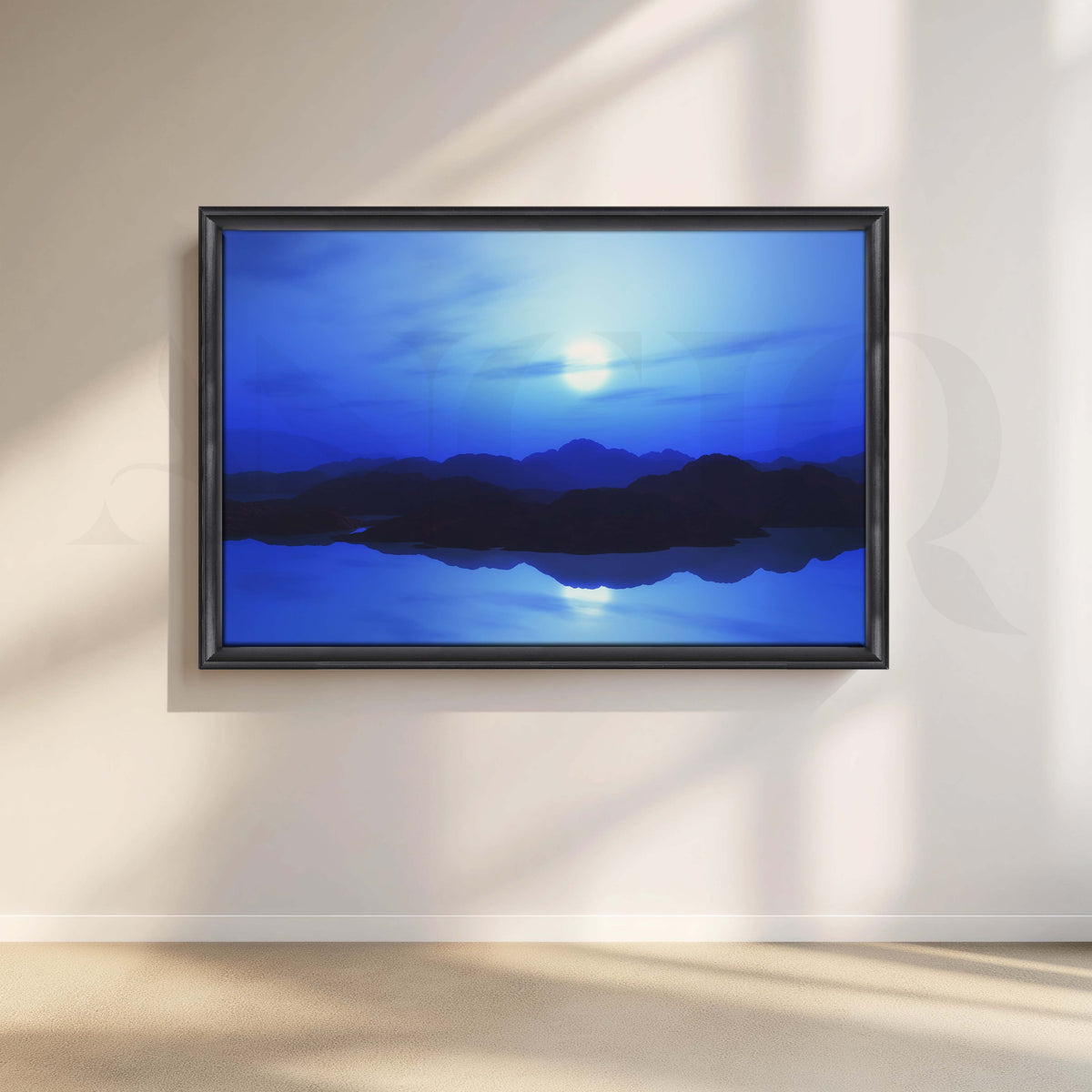 Blue Moon Mountain Lake Canvas Artwork – Asha Art Studio – Image 3