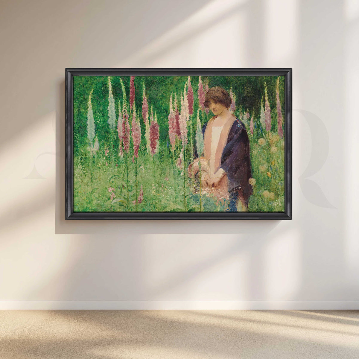 Vintage Floral Garden Woman Canvas Artwork – Asha Art Studio – Image 3