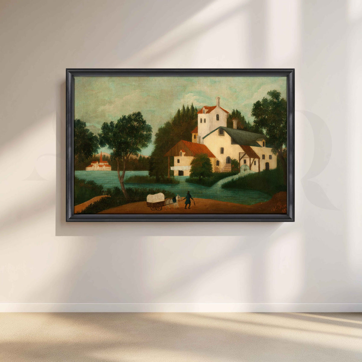 Lakeside Manor Folk Art Canvas Artwork – Asha Art Studio – Image 3