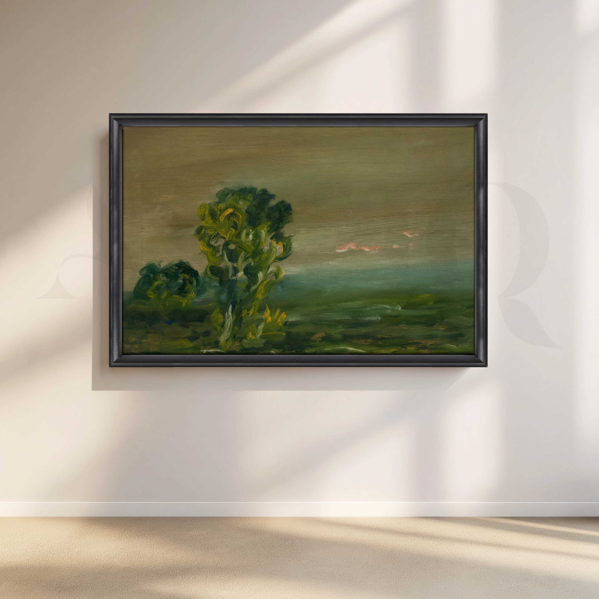 Misty Green Tree Landscape Canvas Artwork – Asha Art Studio – Image 3