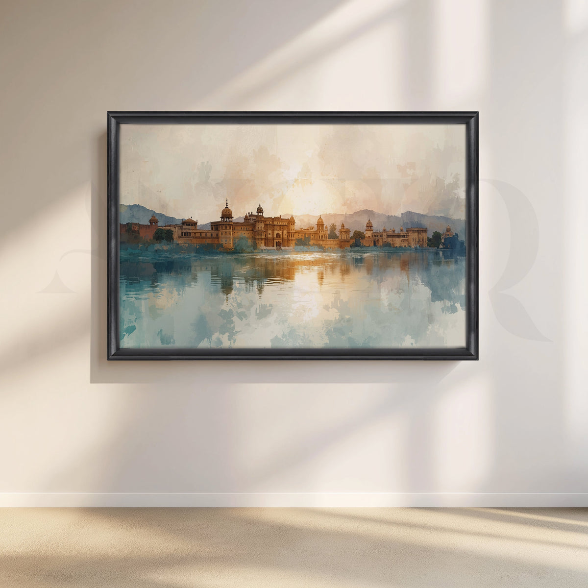 Udaipur Palace Watercolor Canvas Artwork – Asha Art Studio – Image 3