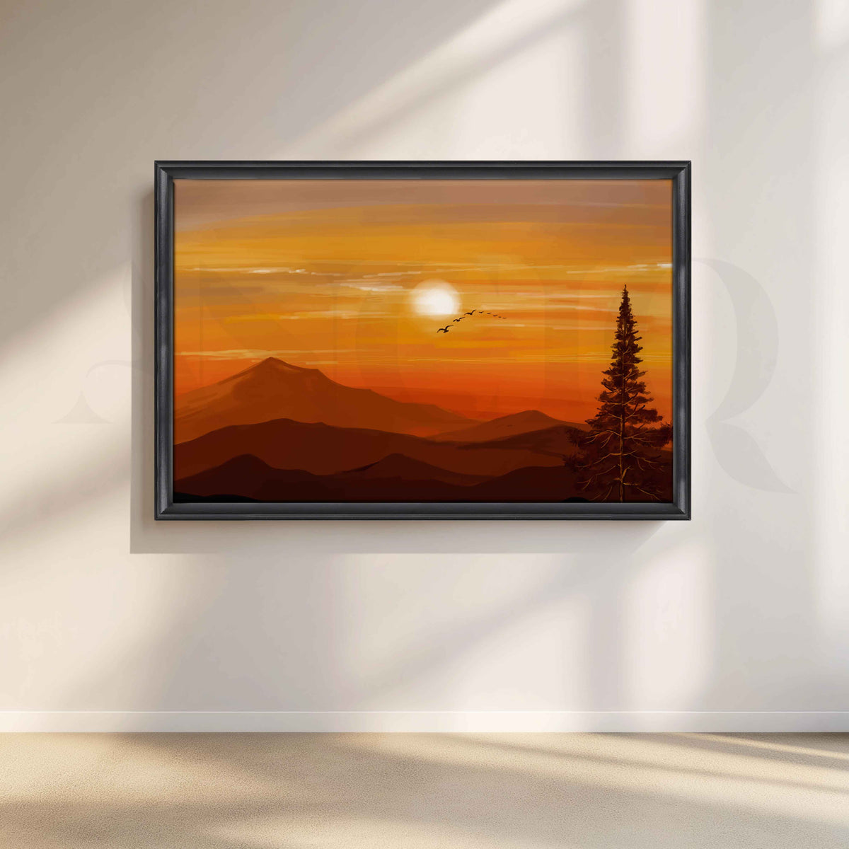 Golden Sunset Mountain Canvas Artwork – Asha Art Studio – Image 3