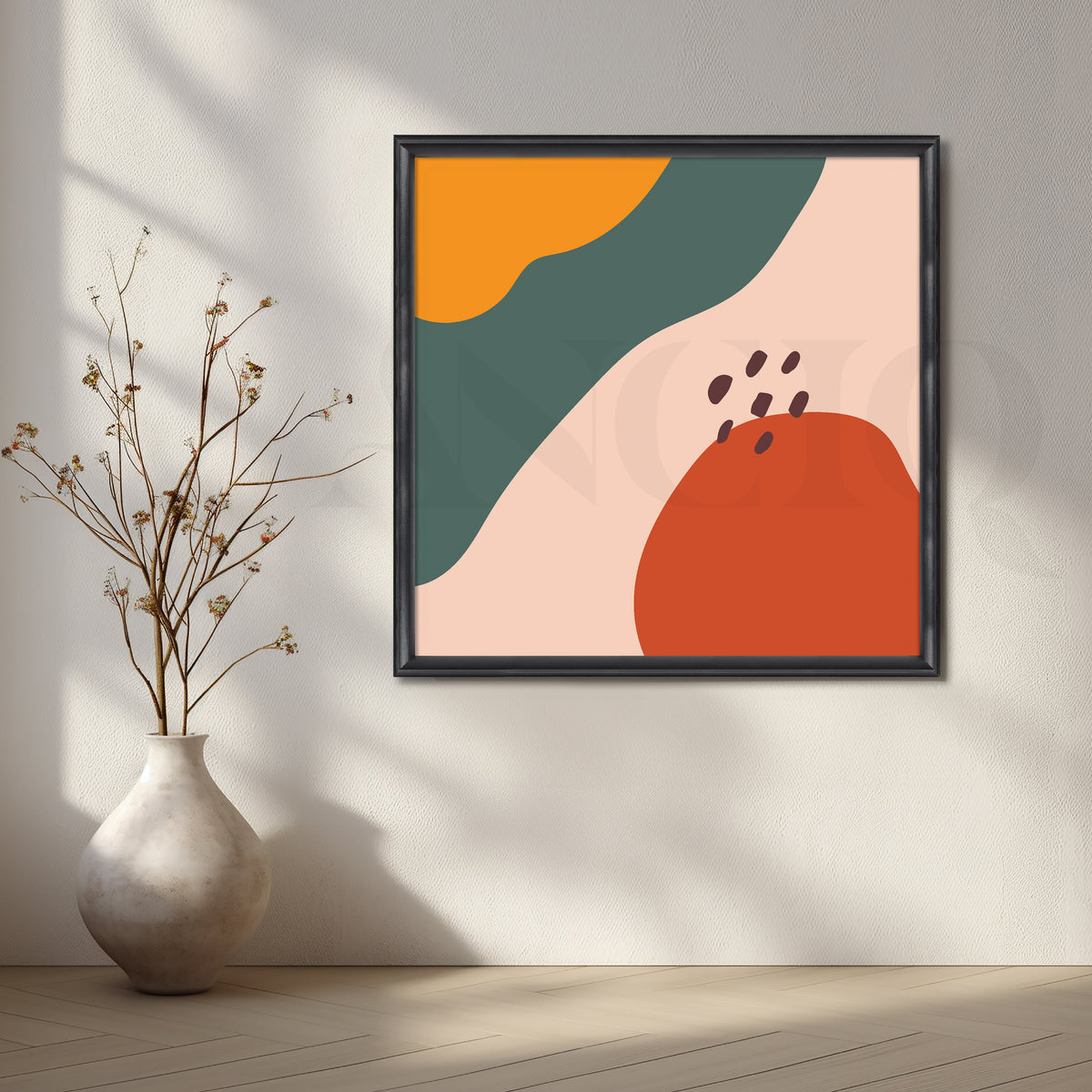 Warm Hues and Abstract Shapes Canvas Artwork – Asha Art Studio – Image 3
