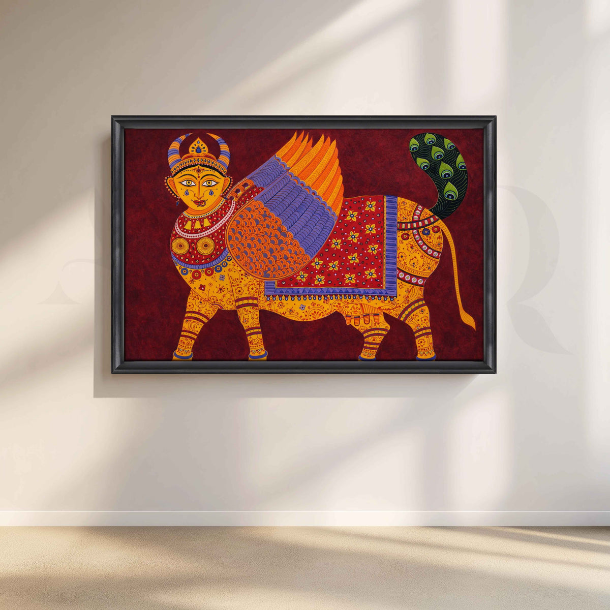 Folk Mythical Winged Creature Canvas Artwork – Asha Art Studio – Image 3