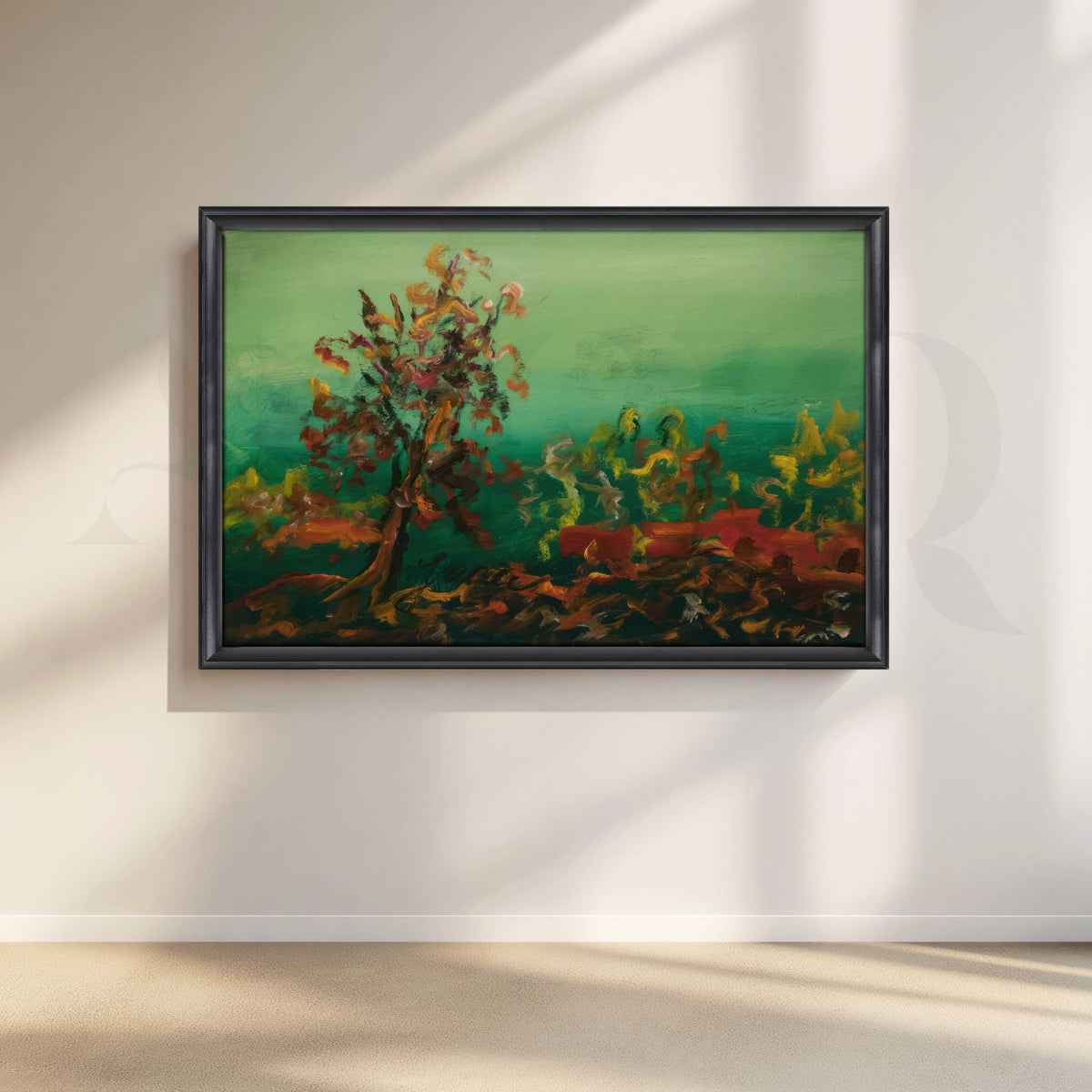 Moody Green Landscape Canvas Artwork – Asha Art Studio – Image 3