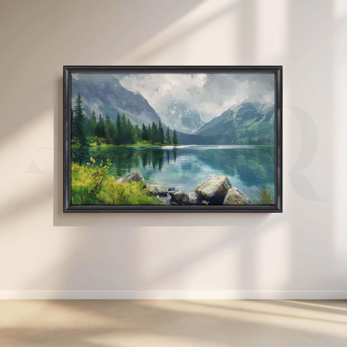 Alpine Lake Landscape Canvas Artwork – Asha Art Studio – Image 3