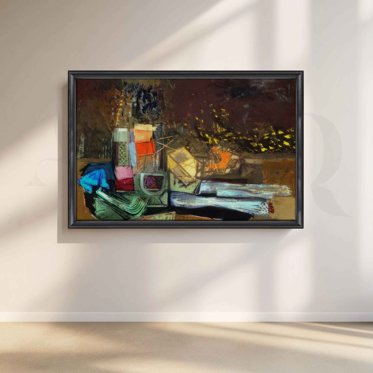 Moody Abstract Cityscape Canvas Artwork – Asha Art Studio – Image 3