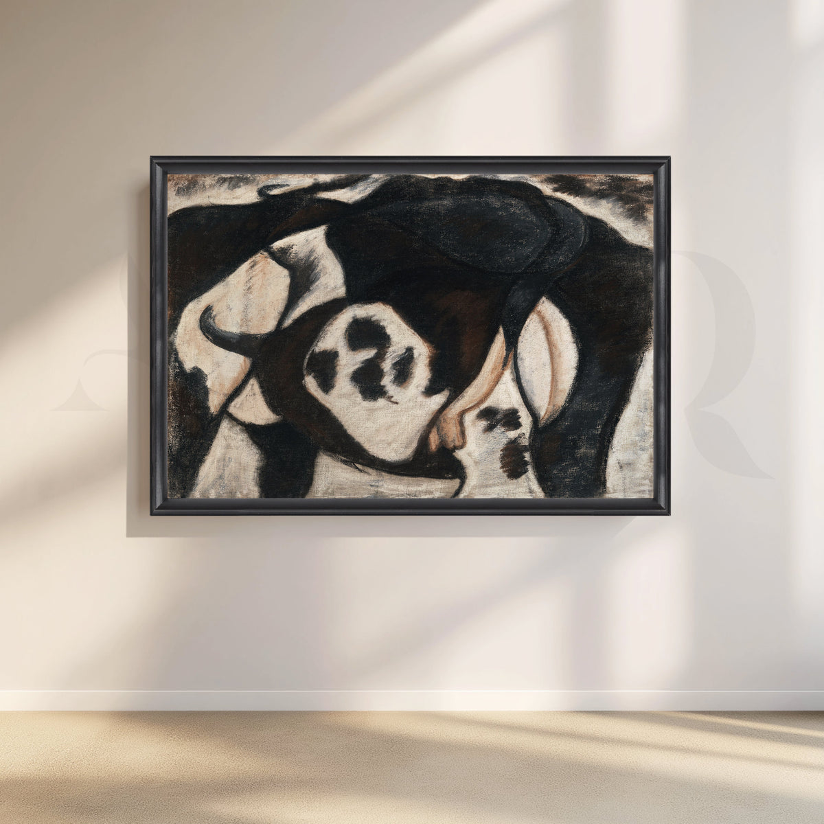 Black & White Cow Canvas Artwork – Asha Art Studio – Image 3