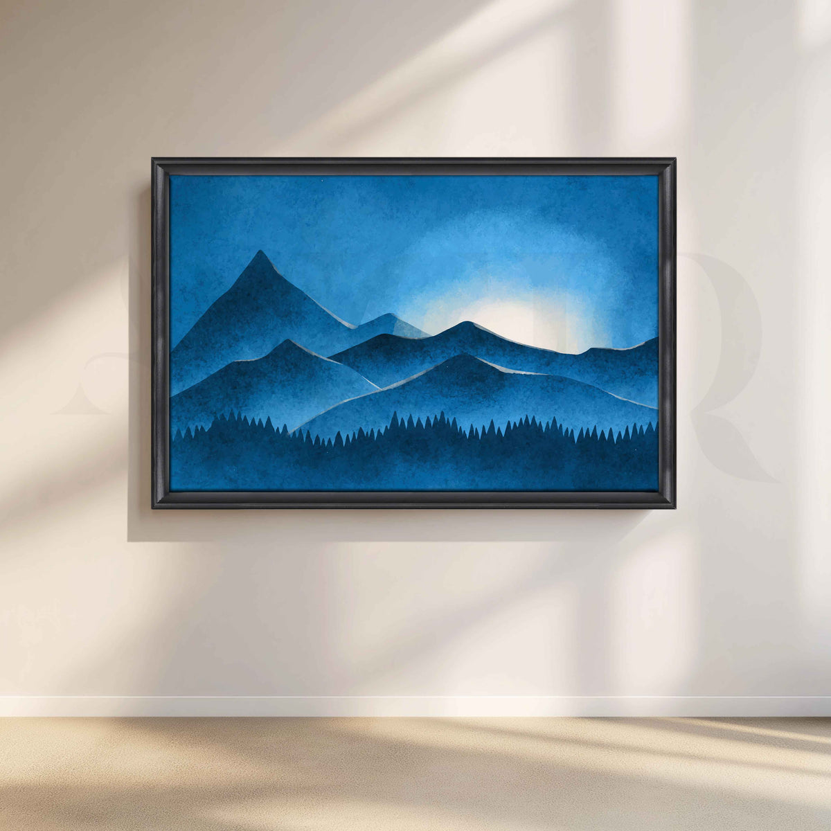 Blue Mountain Silhouette Canvas Artwork – Asha Art Studio – Image 3
