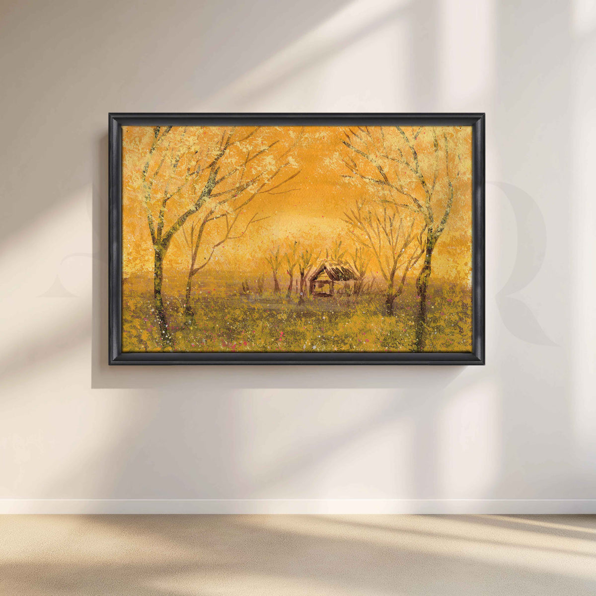 Golden Forest Cottage Canvas Artwork – Asha Art Studio – Image 3