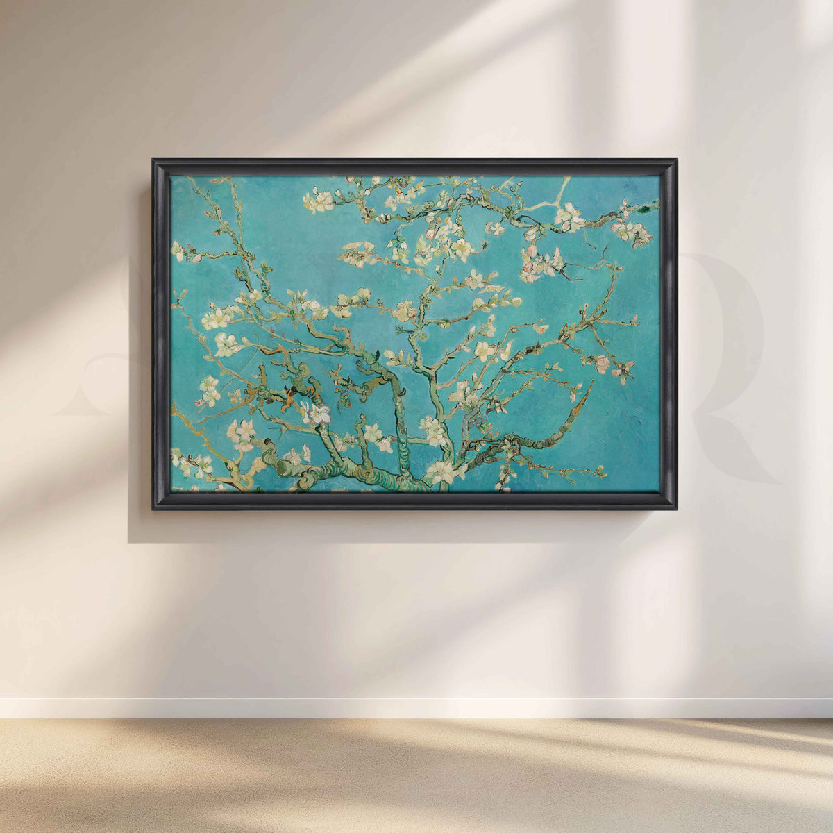 Almond Blossom Blue Floral Canvas Artwork – Asha Art Studio – Image 3