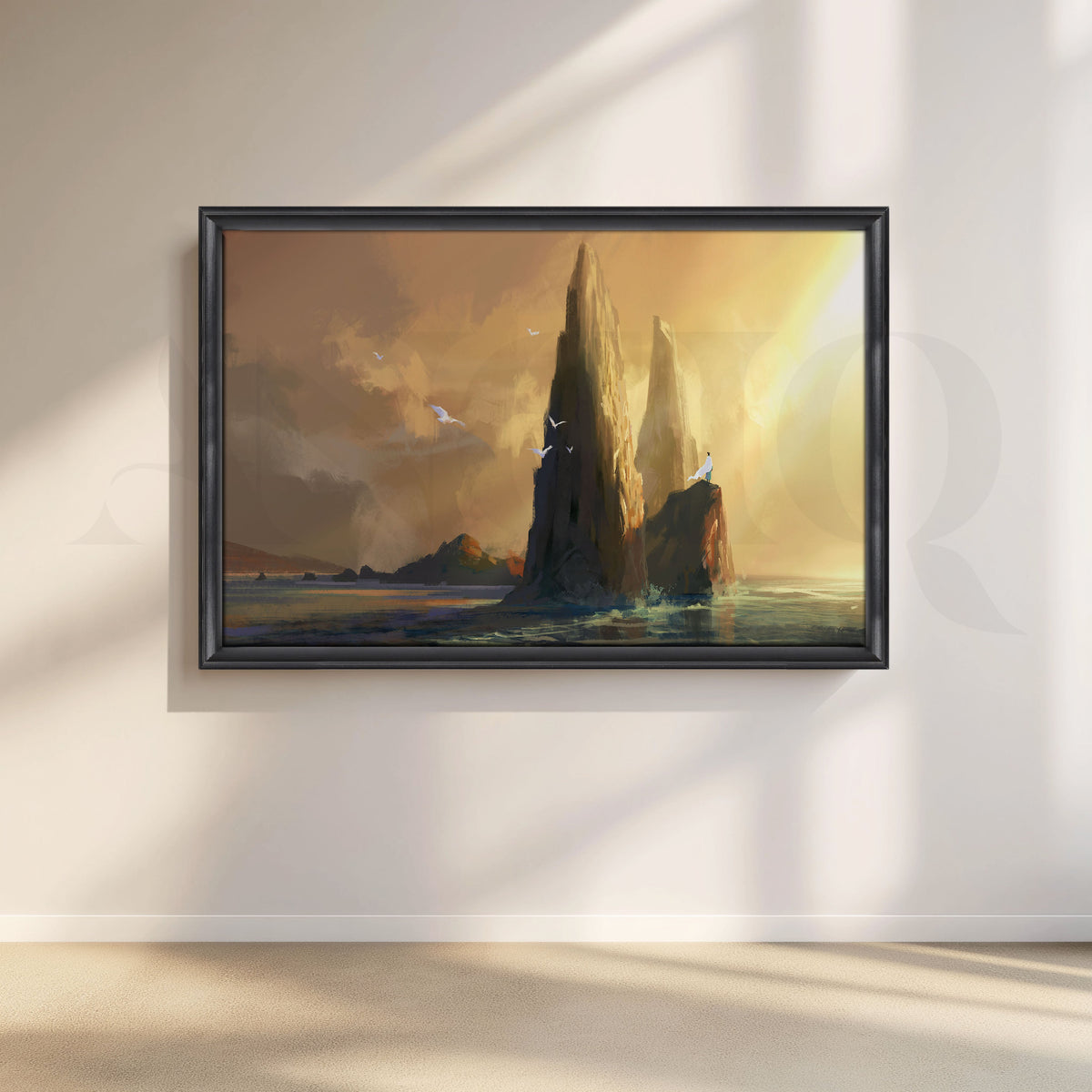 Golden Sea Rock Canvas Artwork – Asha Art Studio – Image 3