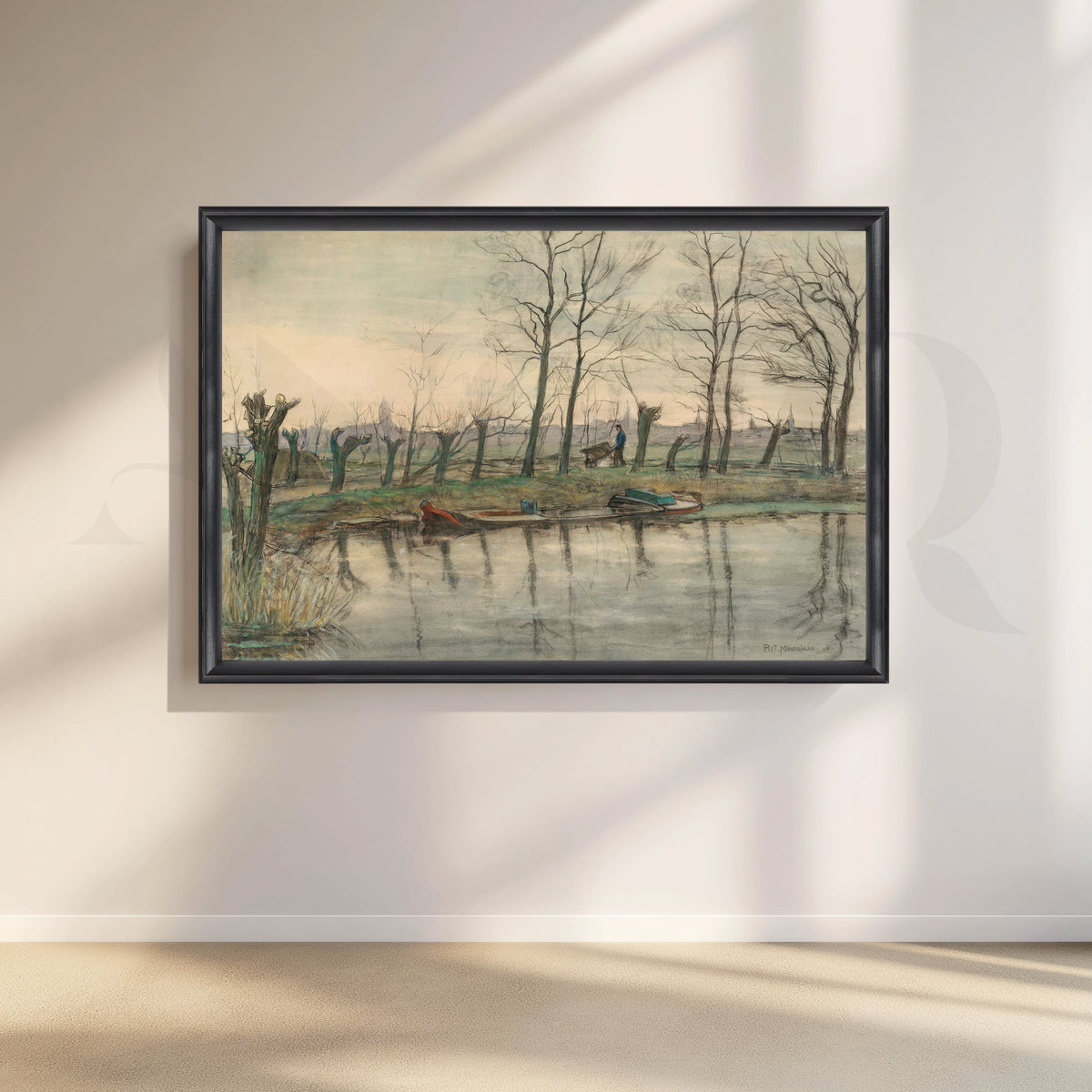 Serene Riverside Winter Canvas Artwork – Asha Art Studio – Image 3