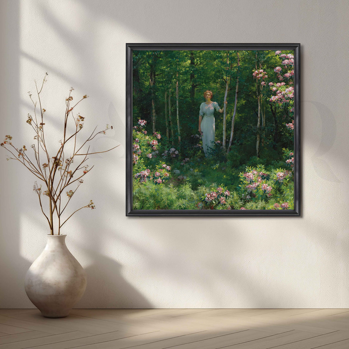 Woman in Garden Impressionist Canvas Artwork – Asha Art Studio – Image 3
