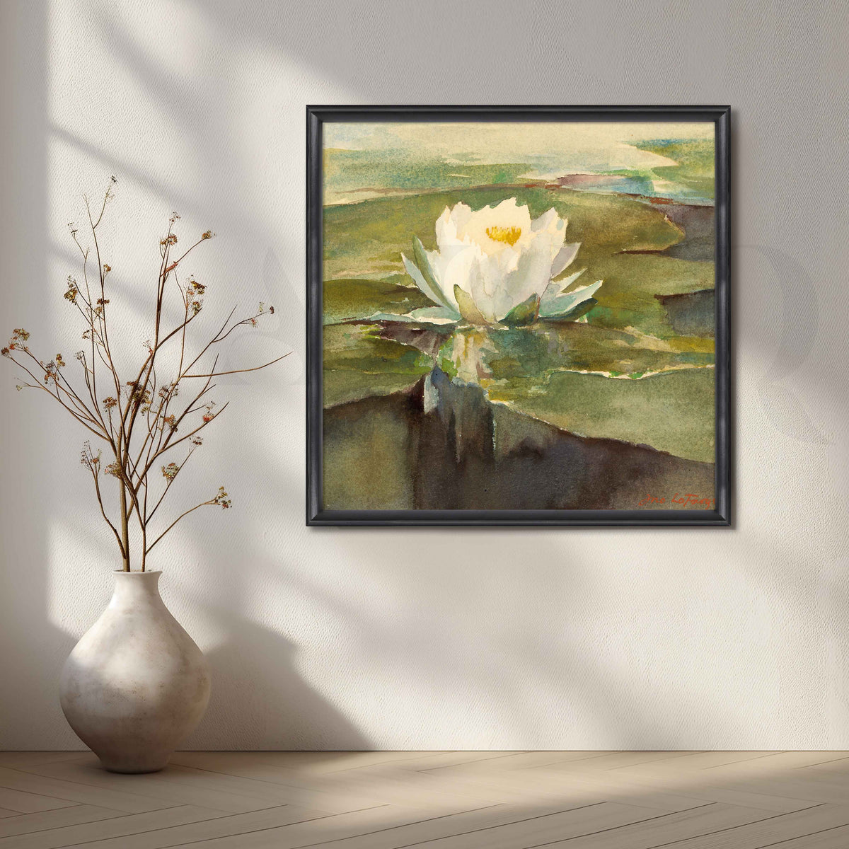 White Water Lily Botanical Canvas Artwork – Asha Art Studio – Image 3