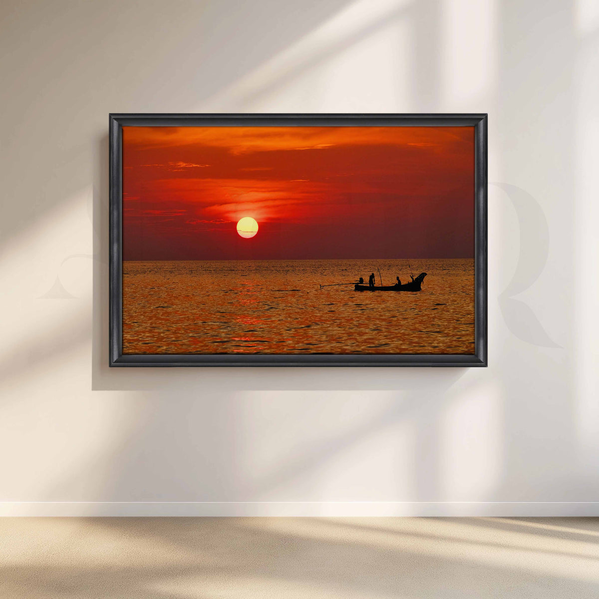 Crimson Sunset Seascape Canvas Artwork – Asha Art Studio – Image 3