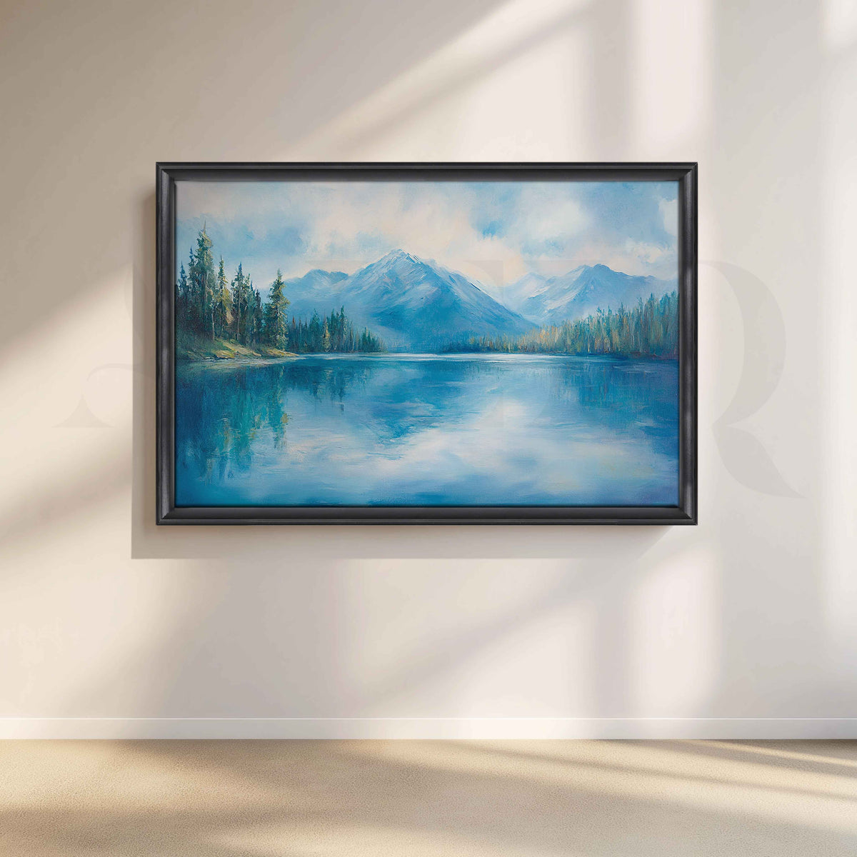 Framed Alpine Lake Canvas Artwork – Asha Art Studio – Image 3
