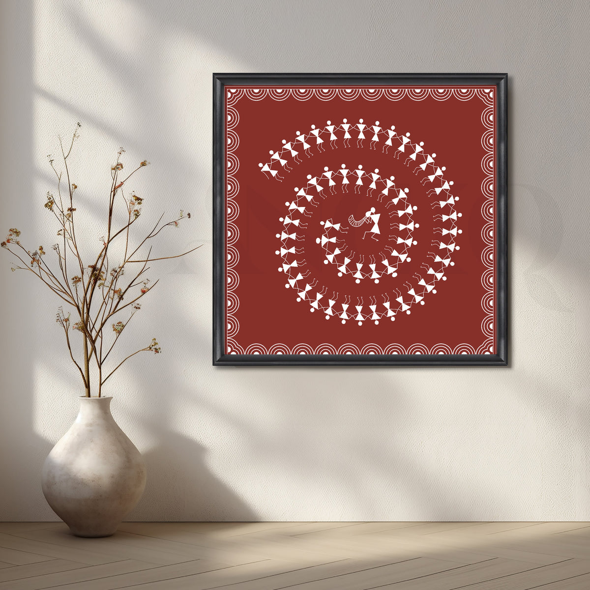 Joyful Dance of Tribal Rhythms Canvas Artwork – Asha Art Studio – Image 3