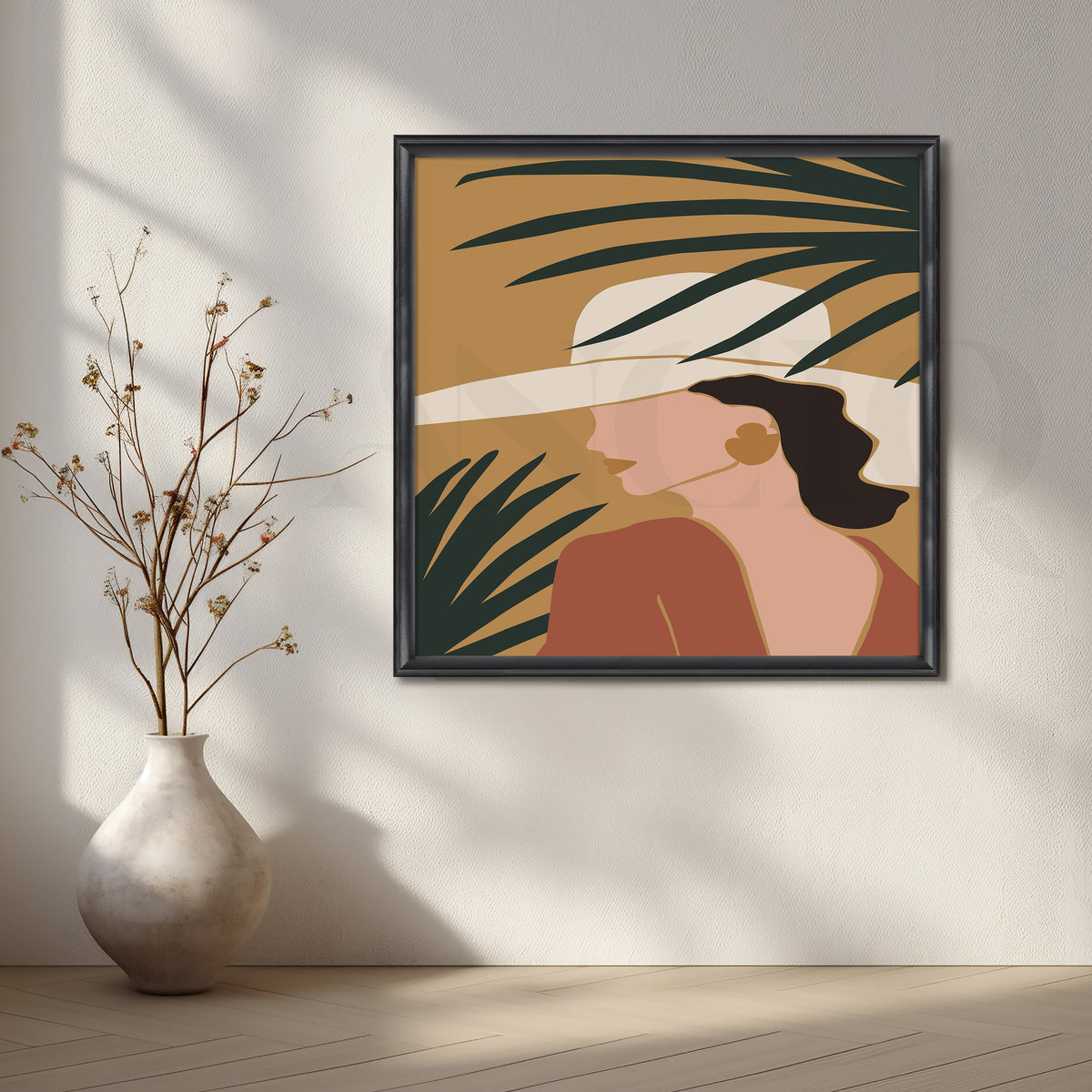 Woman in Summer Hat Canvas Artwork – Asha Art Studio – Image 3