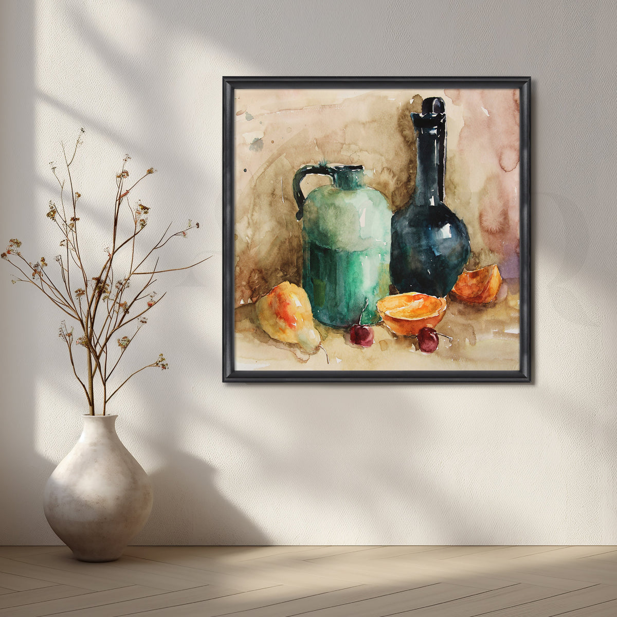Rustic Still Life with Pear, Cherries Canvas Artwork – Asha Art Studio – Image 3