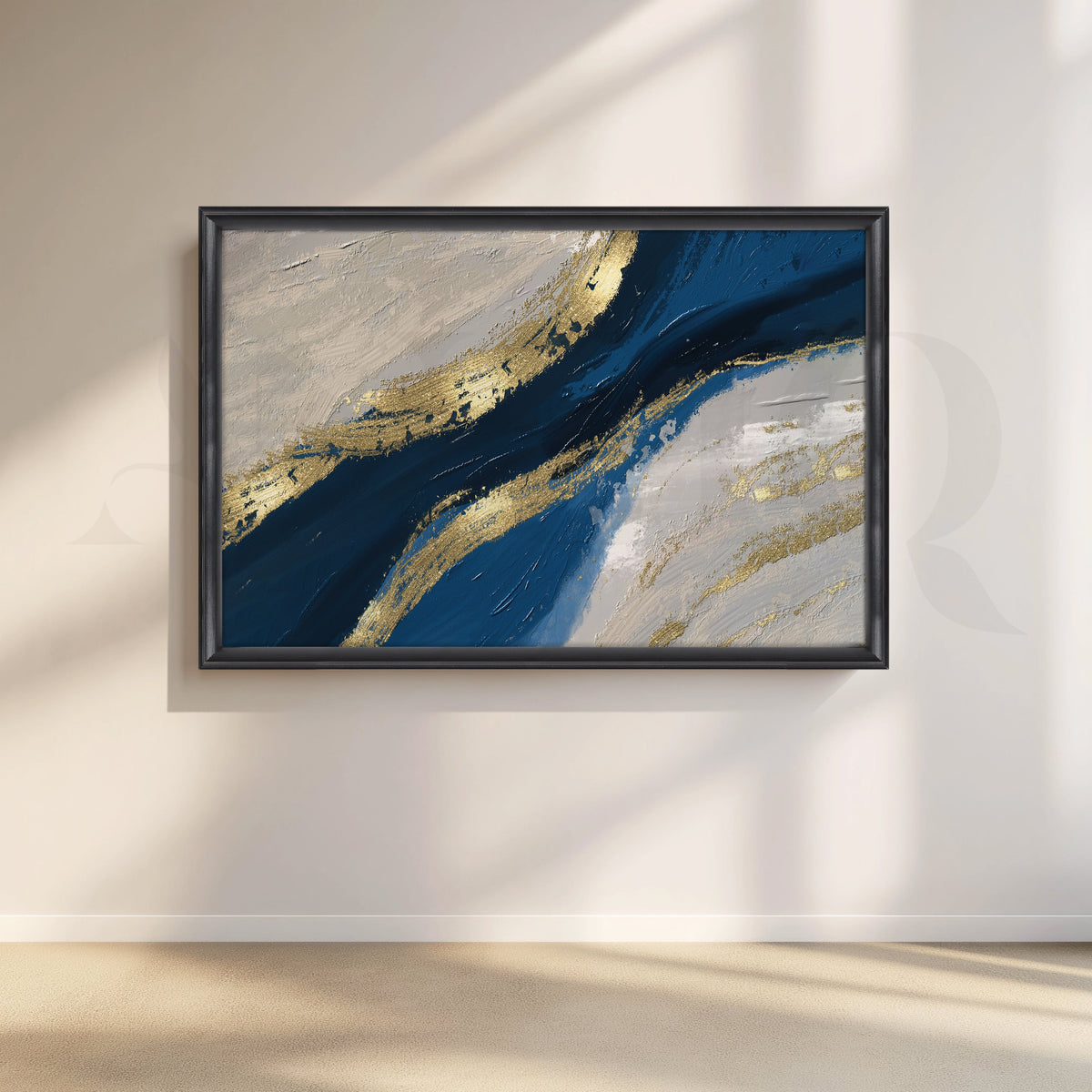Symphony in Blue and Gold Canvas Artwork – Asha Art Studio – Image 3