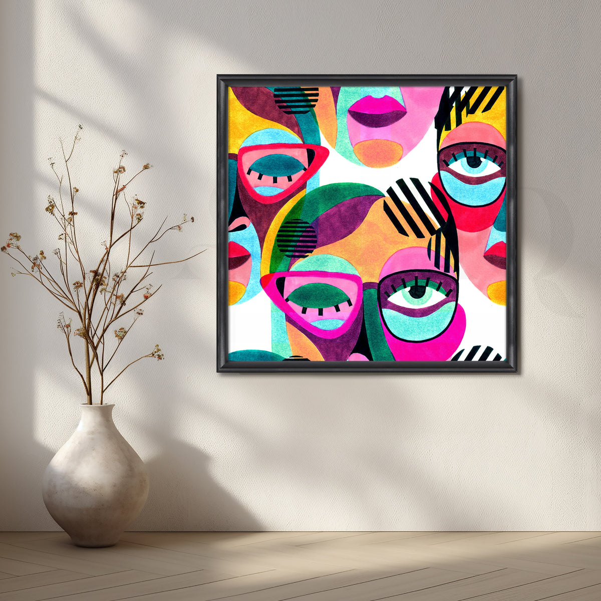Bold and Vibrant Faces Canvas Abstract – Asha Art Studio – Image 3