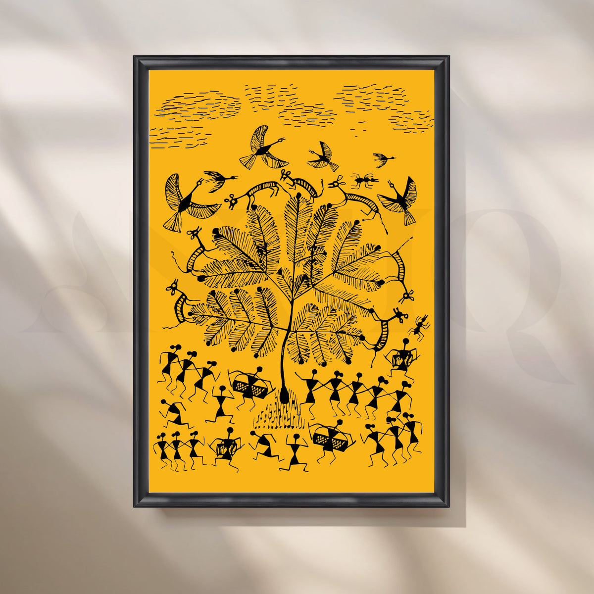 Warli Whimsy Canvas Artwork – Asha Art Studio – Image 3