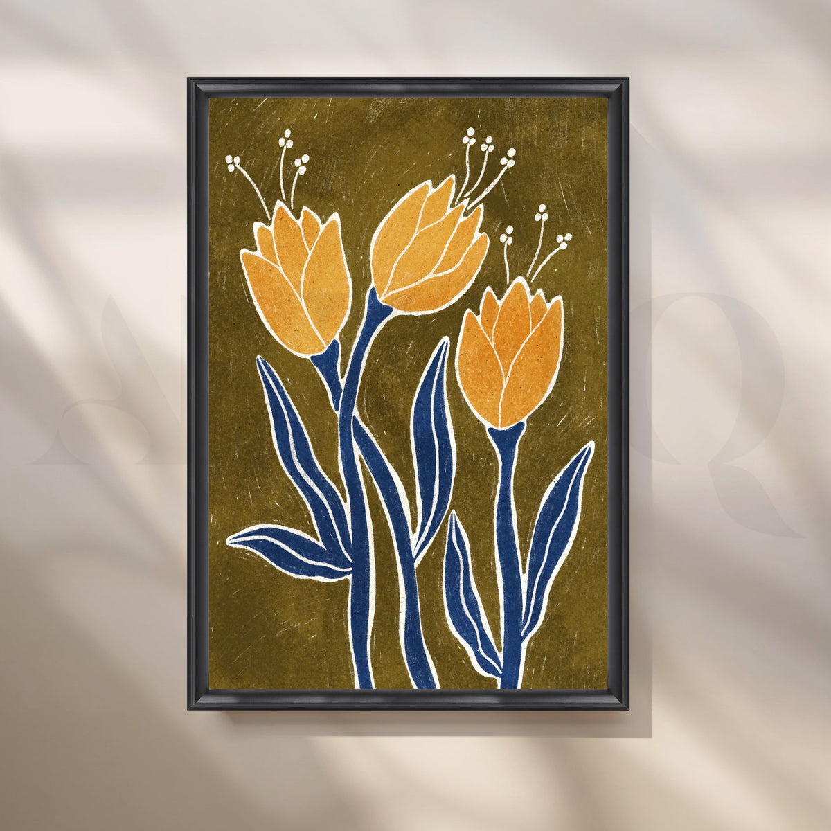 Three Golden Blooms Boho Artwork – Asha Art Studio – Image 3