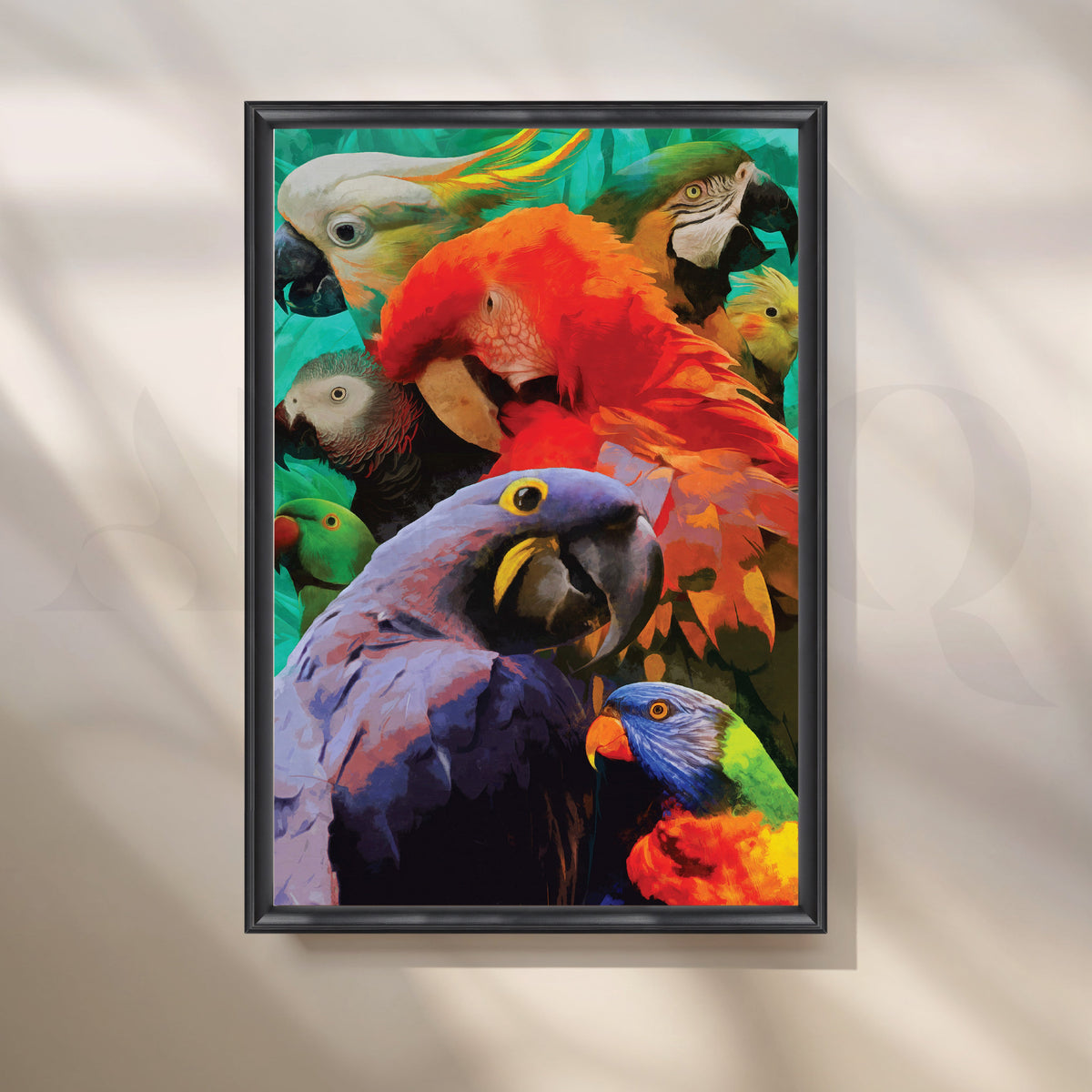 Colorful Parrots Canvas Artwork – Asha Art Studio – Image 3